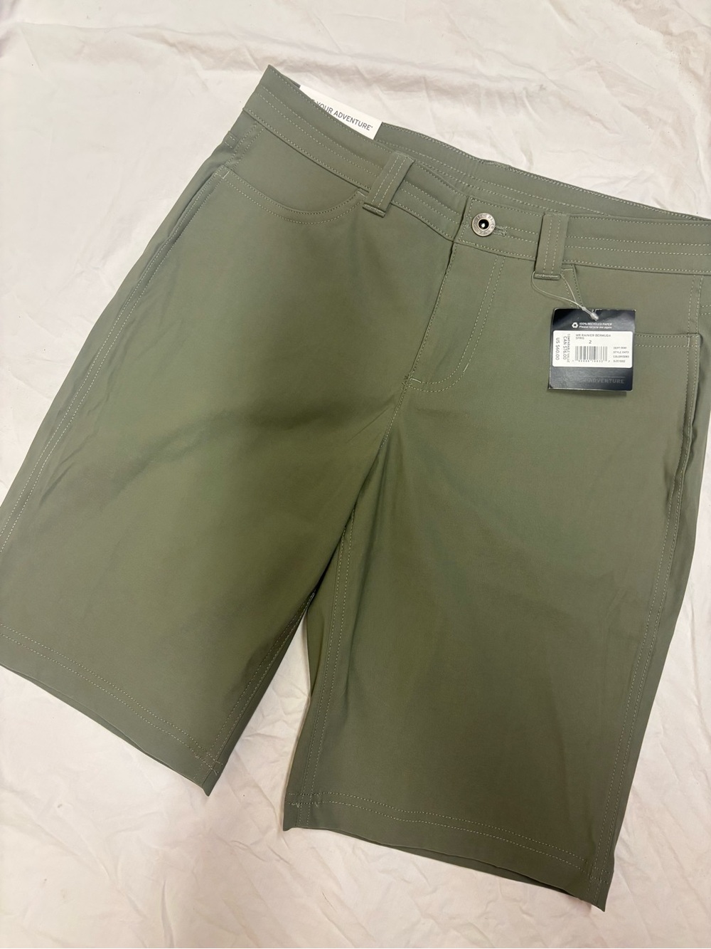 NWT Eddie Bauer Olive Green Flat Front Performance Shorts | Size 2